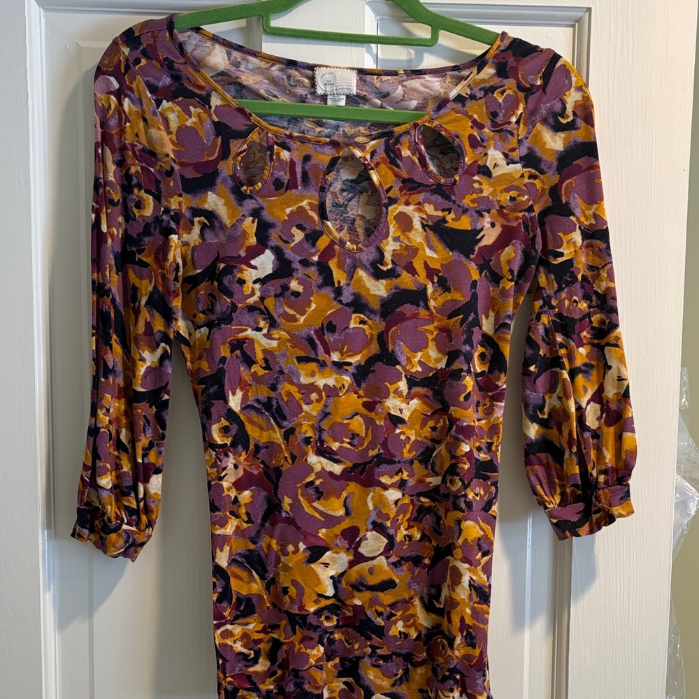 Anthropologie Multicolor Abstract Cutout Top